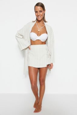 Trendyol Bridal Ecru Woven Tied Linen Blended Shorts Skirt