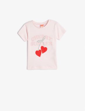 Koton Heart Printed Short Sleeve Cycling Cotton T-Shirt