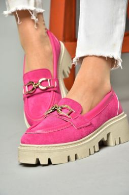 Fox Shoes Fuchsia Suede Thick Soled Women's Shoes