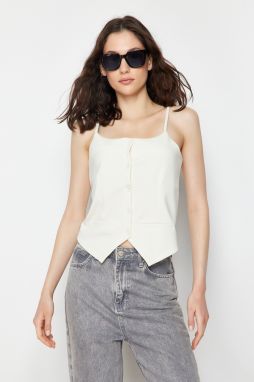 Trendyol Ecru Strappy Buttoned Elastic Knitted Blouse