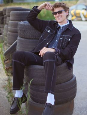 Koton džínsová bunda s gombíkmi, vrecko, detailné prešívanie golier košele