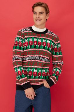 Trendyol Multi Color Regular Fit Crew Neck Christmas Knitwear Sweater