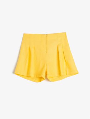Koton Linen Shorts Pleated Above Knee With Elastic Waist.