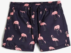 Koton Boys' Flamingo Printed Tie Waist Beach Shorts 3skb00037bw