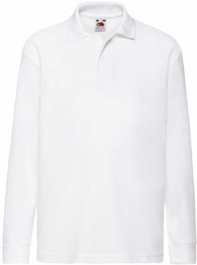 White Long Sleeve Polo Shirt Fruit of the Loom