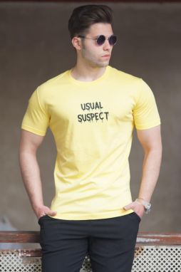 Madmext Men's Yellow Printed T-Shirt 5275