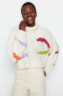 Trendyol béžová super široký strih rolákový pletený sveter