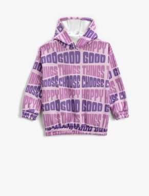 Koton Hooded Sweatshirt Slogan Themed Printed Elastic Cuffs And Waist