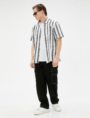 Koton Short Sleeve Shirt Abstract Printed Classic Collar Cotton