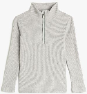 Koton Basic Sweatshirt Half-Zip Stand-Up Collar Corduroy Long Sleeves