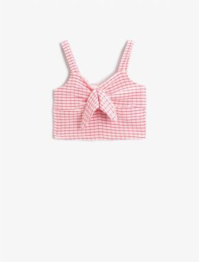 Koton Sweetheart Collar With Bow, Crop Athlete Plaid
