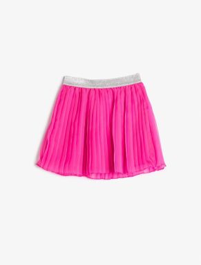 Koton Pleated Tulle Skirt with Shimmer. Elastic Waist, Lined.