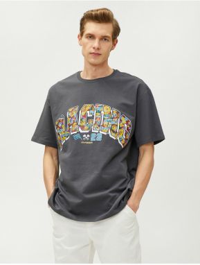 Koton Oversize T-Shirt Printed Racing Theme Crew Neck Cotton