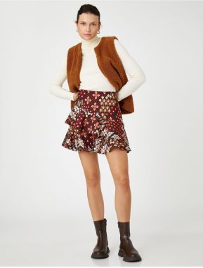 Koton Patterned Ruffle Mini Skirt