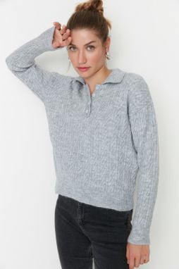 Trendyol Grey Wide Fit sveter s mäkkou textúrou Pletené odevy
