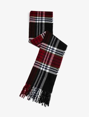 Koton Basic Long Plaid Scarf with Fine Tassel Detail