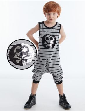 Denokids Skull Boy's Striped Jumpsuit