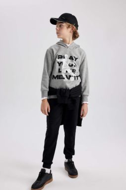 DEFACTO Boy Hooded Printed Thick Sweatshirt