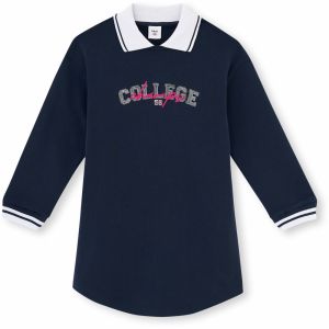 Dagi Navy Blue Polo Neck Print Detailed College Dress