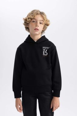 DEFACTO Boy Hooded Printed Thick Sweatshirt