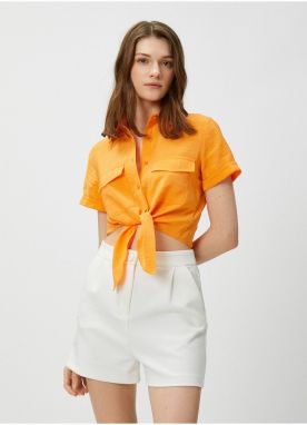Koton Shirt Collar Plain Orange Women's Shirt 3sak60001ew