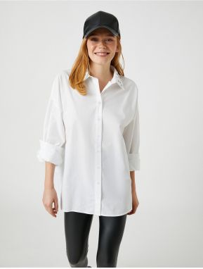 Koton Oversized Shirt Collar Staples Detailed