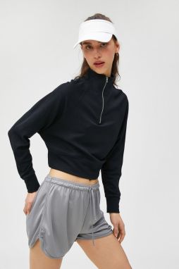 Koton Crop Sweatshirt Half Zipper Modal Blended