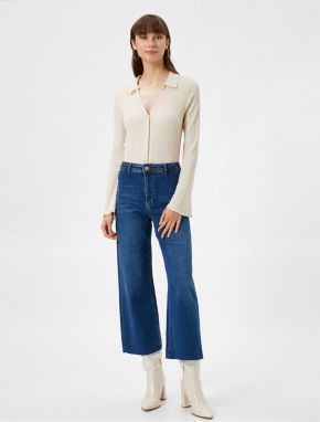 Koton Krátke rozšírené džínsy s normálnym pásom - Sandra Jean