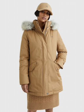 Tommy Hilfiger Beige Women's Winter Jacket with detachable hood and fur Tommy Hilfi - Women