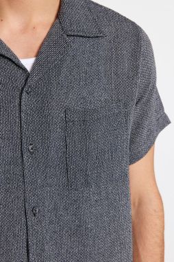 Trendyol Navy Blue Relax Fit Linen Textured Summer Shirt