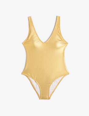 Koton Metallic Swimsuit V-Neck Thick Straps