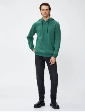 Koton Slogan Printed Sweatshirt Raglan Sleeve Crew Neck Ribbed 4wam70052mk Green