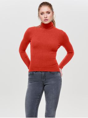 Orange Ladies Ribbed Turtleneck ONLY Karol - Ladies