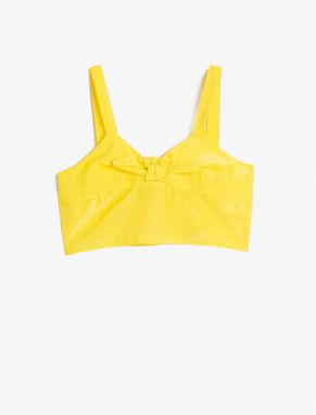 Koton Crop Top Strap Textured Front Tied Glossy