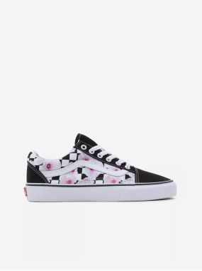 Black & White Women Floral Suede Sneakers VANS Old Skool - Women