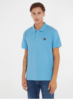 Light blue Mens Polo T-Shirt Tommy Jeans Badge Polo - Men