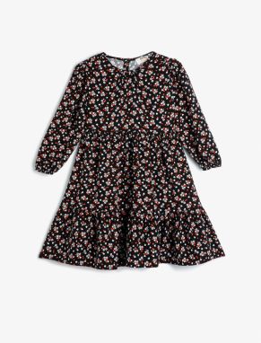 Koton Floral Dress Long Sleeves Elasticated Cuffs Round Neck