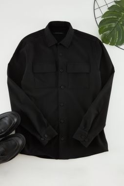 Trendyol Black Regular Fit Textured Double Pocket Shirt