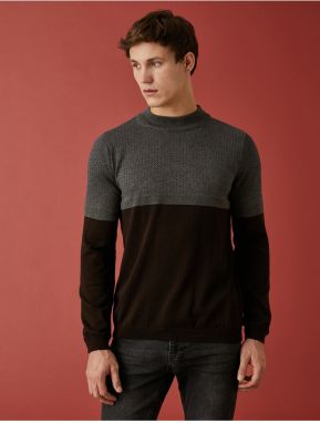Koton Crew Neck Sweater Color Blocked