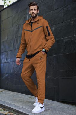 Madmext Men's Brown Hooded Jogger Tracksuit 5673