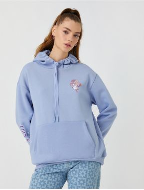 Koton Back Printed Sweatshirt Oversize With Fleece Inside