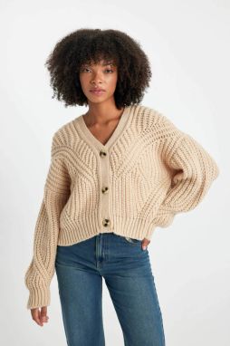 DEFACTO Regular Fit V-Neck Knitwear Cardigan