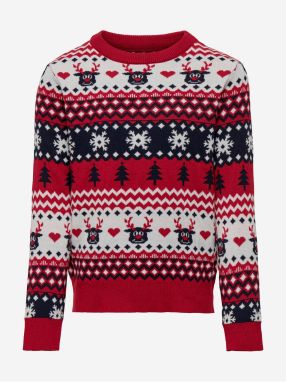 Red Girly Patterned Christmas Sweater ONLY Xmas - Girls