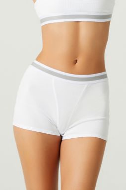 LOS OJOS x Melody White Cotton Ribbed Boxer Panties