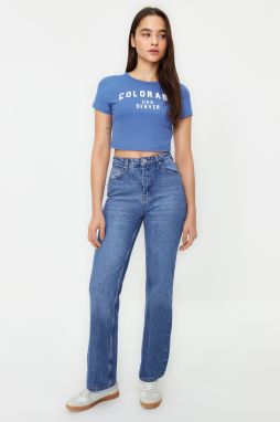 Trendyol Blue High Waist Straight Jeans