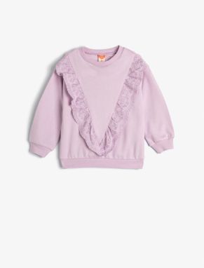 Koton Sweatshirt Long Sleeve Crew Neck Ruffle Detailed Cotton Raised