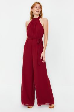 Trendyol Burgundy Maxi Chiffon Woven Jumpsuit