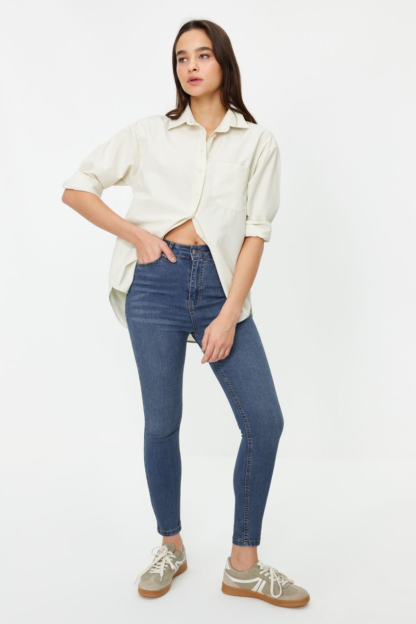 Trendyol Blue Shaping Effect High Waist Skinny Jeans