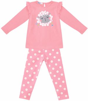 Denokids Lamb Baby Girl Pink Tunic Tights Set