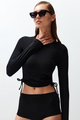 Trendyol Black Swim Long Sleeve Quick Dry Bikini Top